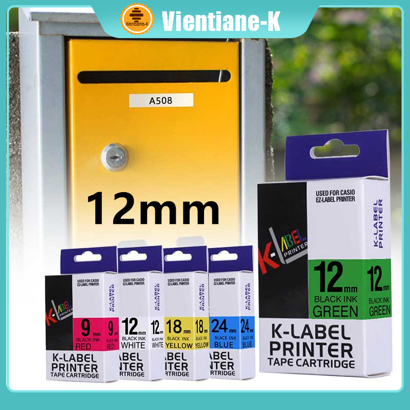 

12mm EZ Label Tape Casio Cartridge Label Printer Compatible XR12WE XR12YW