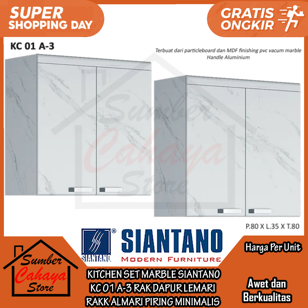 [Kargo] RACK CABINET RAK DAPUR KITCHEN SET SIANTANO KC 01 A-3 GANTUNG TEMPEL DINDING TEMBOK MINIMALI