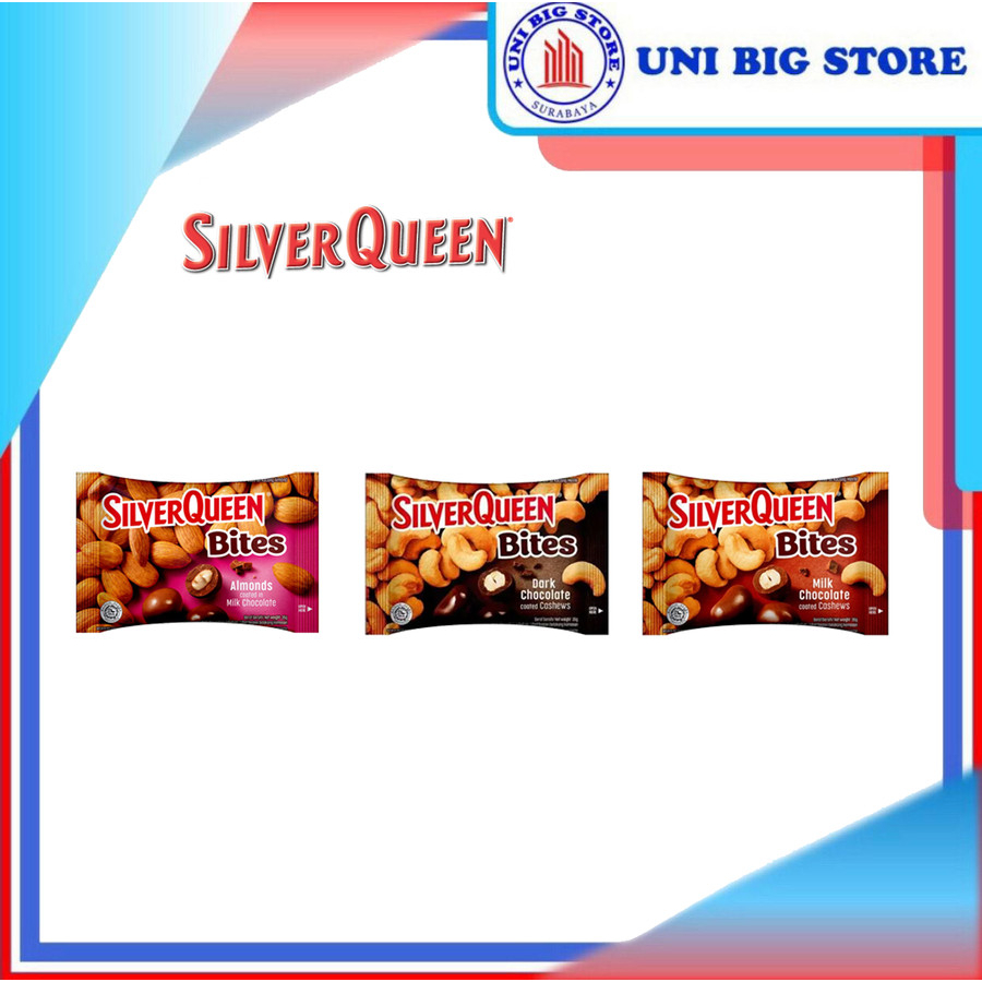 

Silver Queen Bites Dark Choco - Cashew - Almond Milk Coklat 30 gr