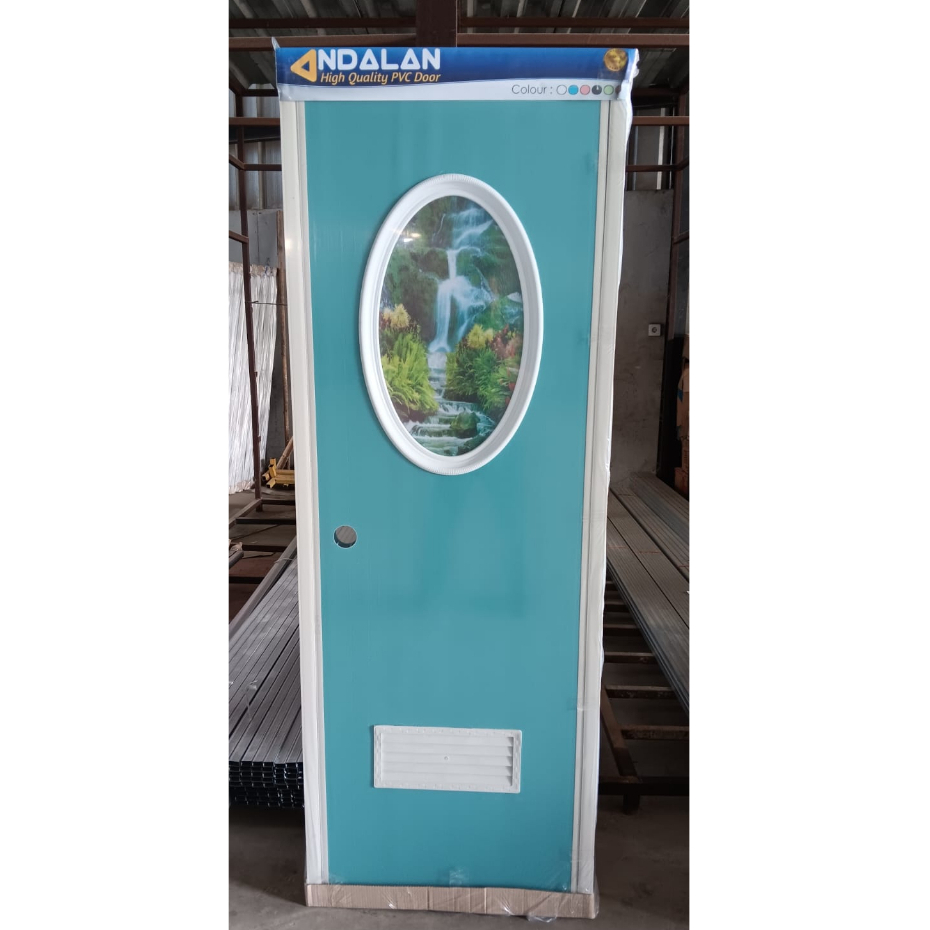 Pintu Kamar Mandi PVC Tebal Kaca Oval - Andalan