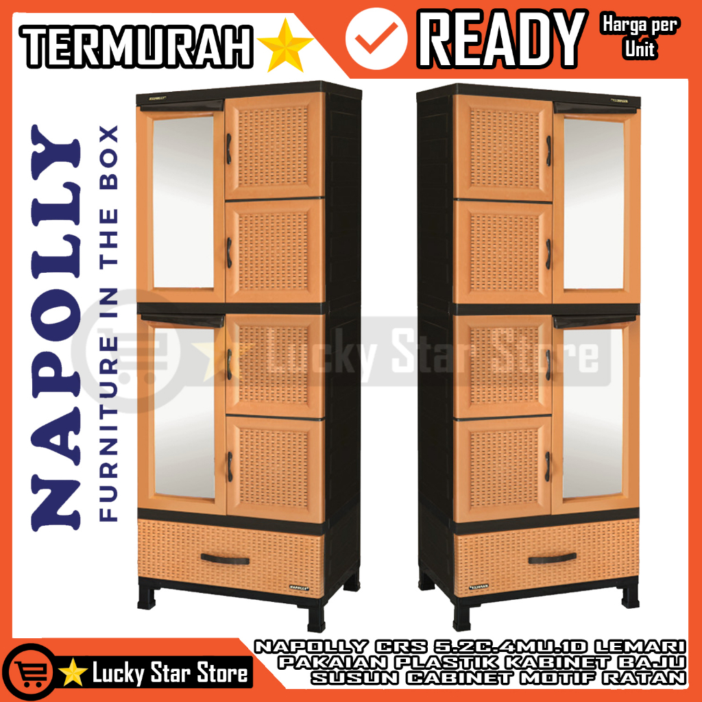 [Instant] Lemari Plastik Pakaian Napolly CRS 5 2C-4MU 1D Almari Susun Tingkat Napolly Rak Pelastik G