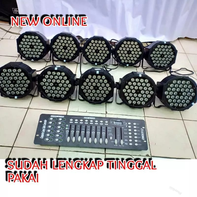 PAKET LAMPU PARLED 10 LAMPU + 1MIXER DMX 512