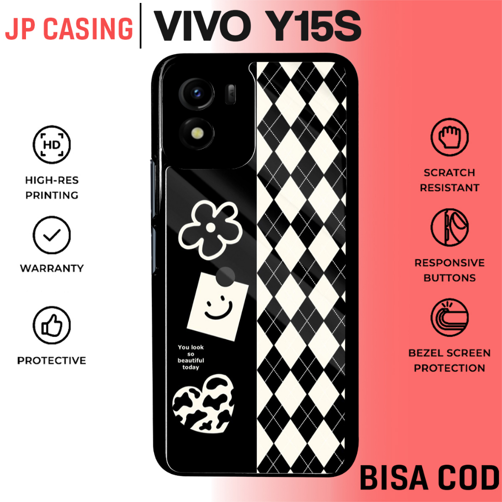 case vivo y15s y01 aesthetic pattern lucu cute terbaru estetik cewek cowok bahan premium softcase ha