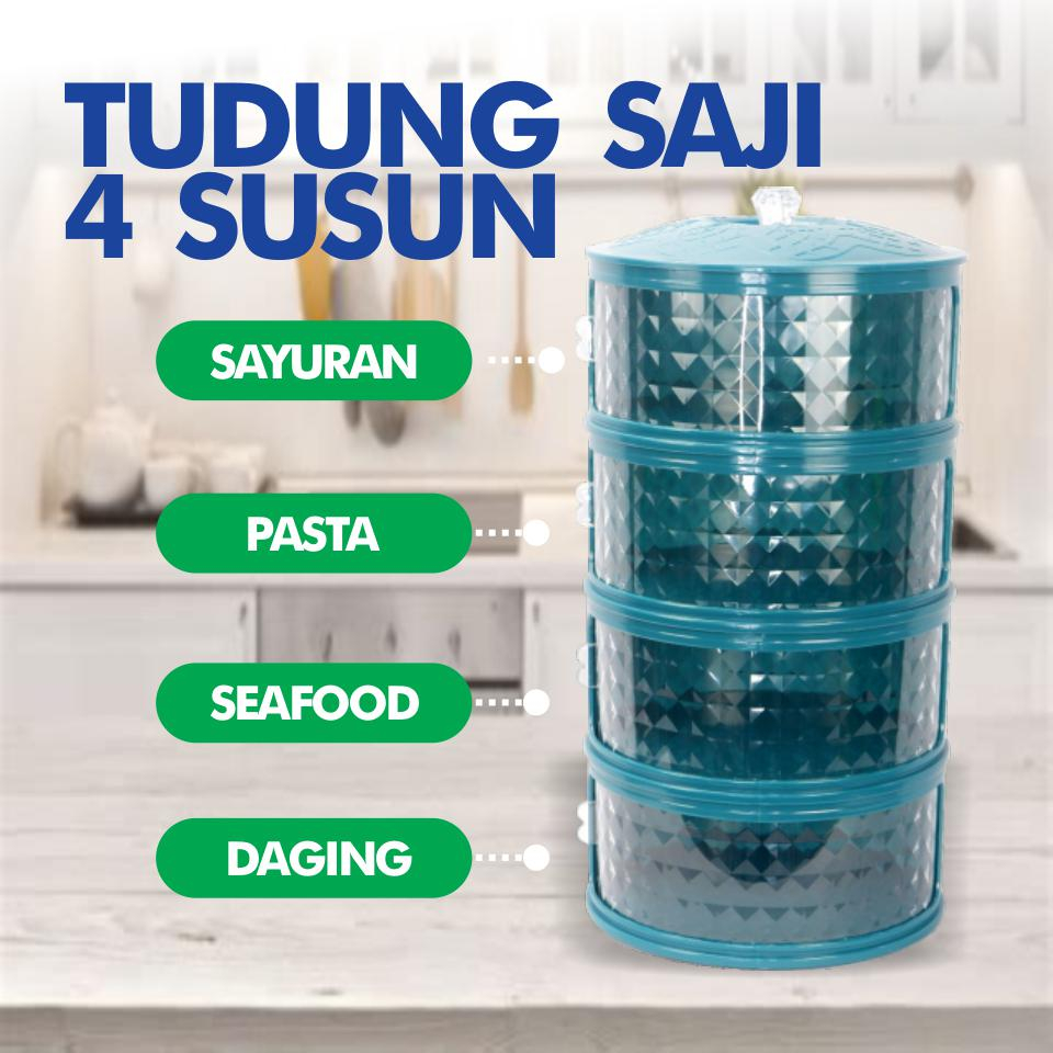 tudung saji 4 susun diamond hijau / rak makan susun/ rak saji diamond /tudung saji rak susun 4 susun