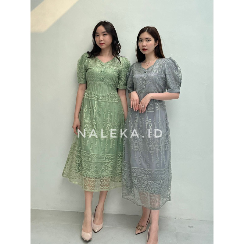 N320 dress pesta dress bridesmaid kondangan v-neck premium brokat