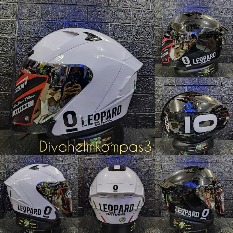 HELM ALV ULTRON WHITE, BLACK LEOPARD|NEW HELM HALF FACE  ALV ULTRON LEOPARD