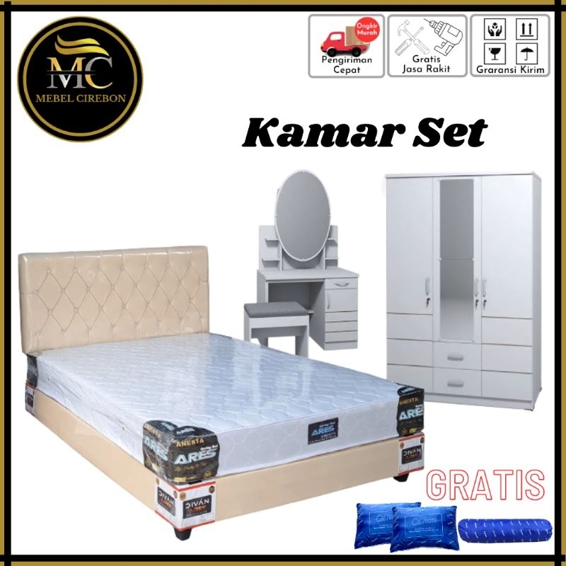 Paket Lamaran Seserahan Furniture Kamar Set / Spring bed Full Set 160x200 / Lemari Termurah Cirebon