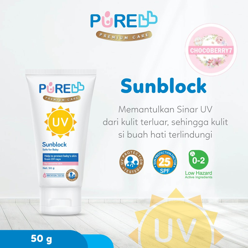 Pure BB Baby Kids SunBlock SPF 25 50 gram Sun Block Sunscreen Bayi dan Anak-anak SPF25