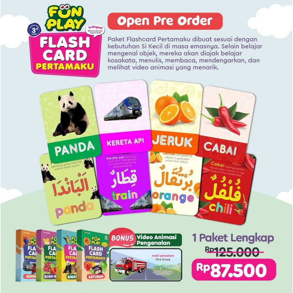 [Ready Stock] Flash Card Pertamaku - Flash Card Bilingual - Flash Card Trilingual - Flash Card Premi