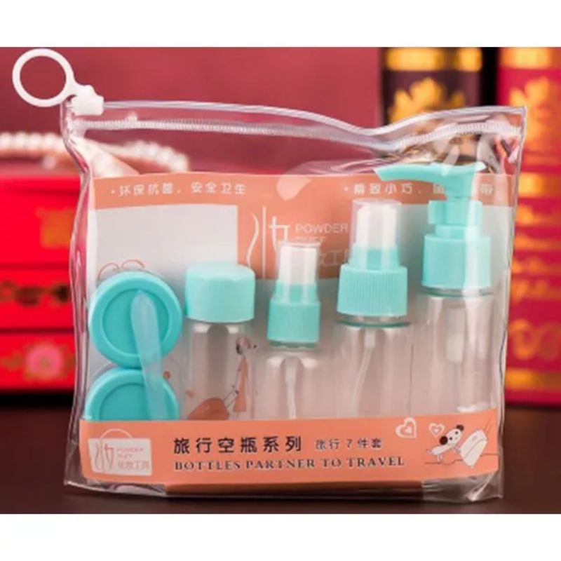 Botol Kosmetik Travel Set Sabun Cair Spray Pump Free Pouch