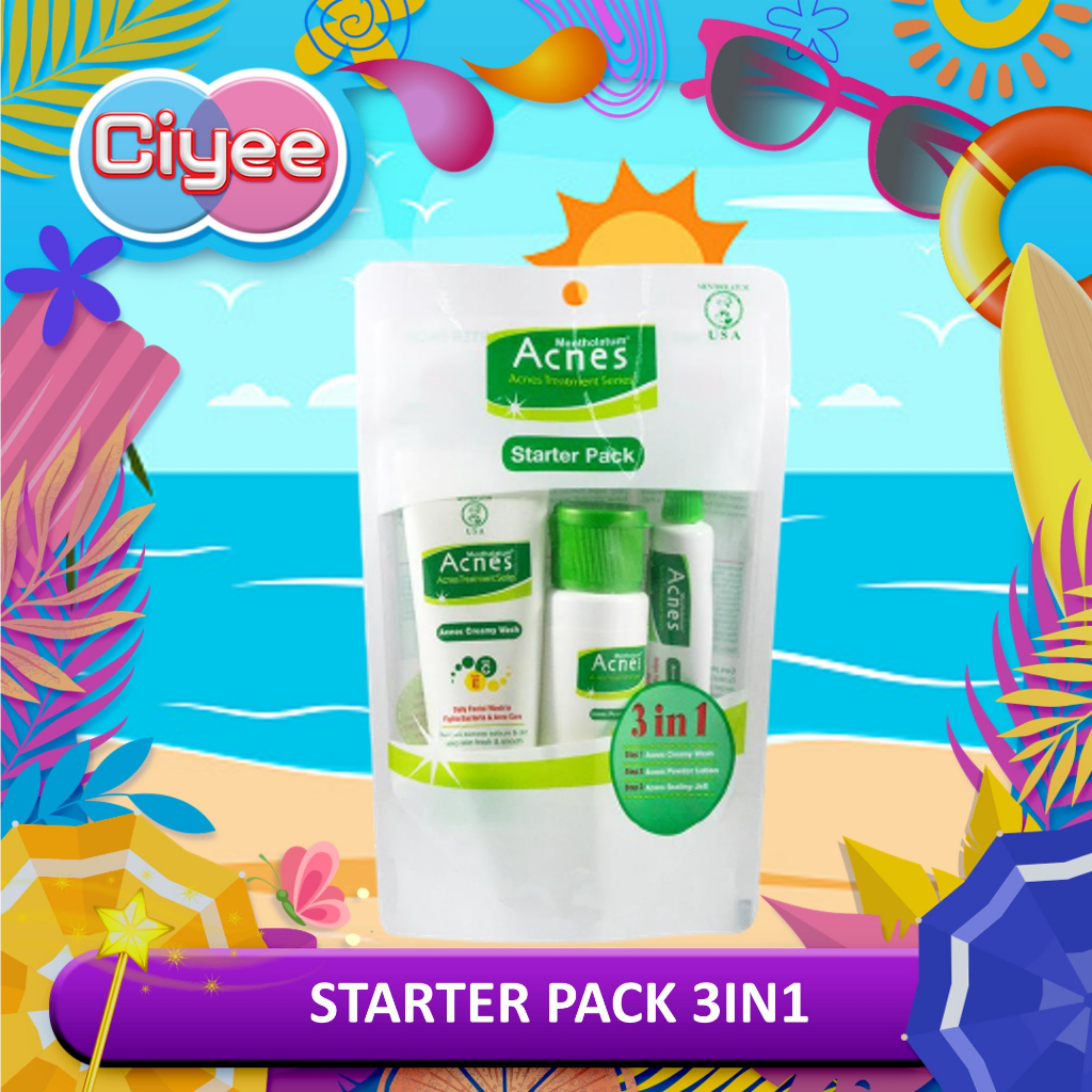 Acnes Starter Pack - Creamy Wash + Powder Lotion + Sealing Jell - Paket Perawatan Wajah - Ciye