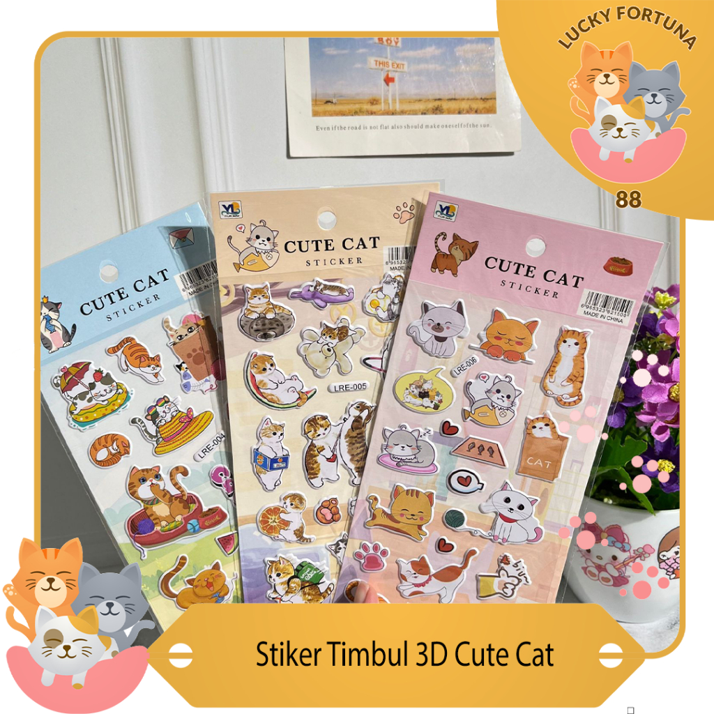 

stiker Timbul 3d Cute Cat Stiker Timbul Permen Unik Harga Termurah Best Quality