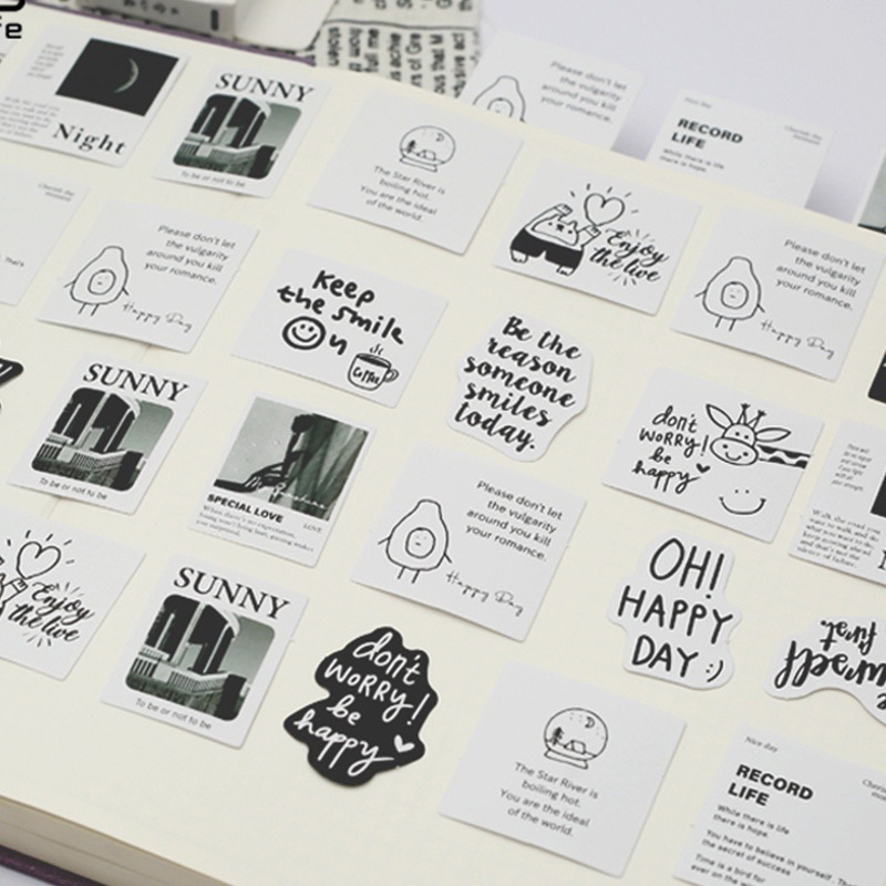 

10pcs sharing stiker kertas quotes motivasi semangat dont worry be happy deco bujo journaling planner diary scrapbook sticker paper