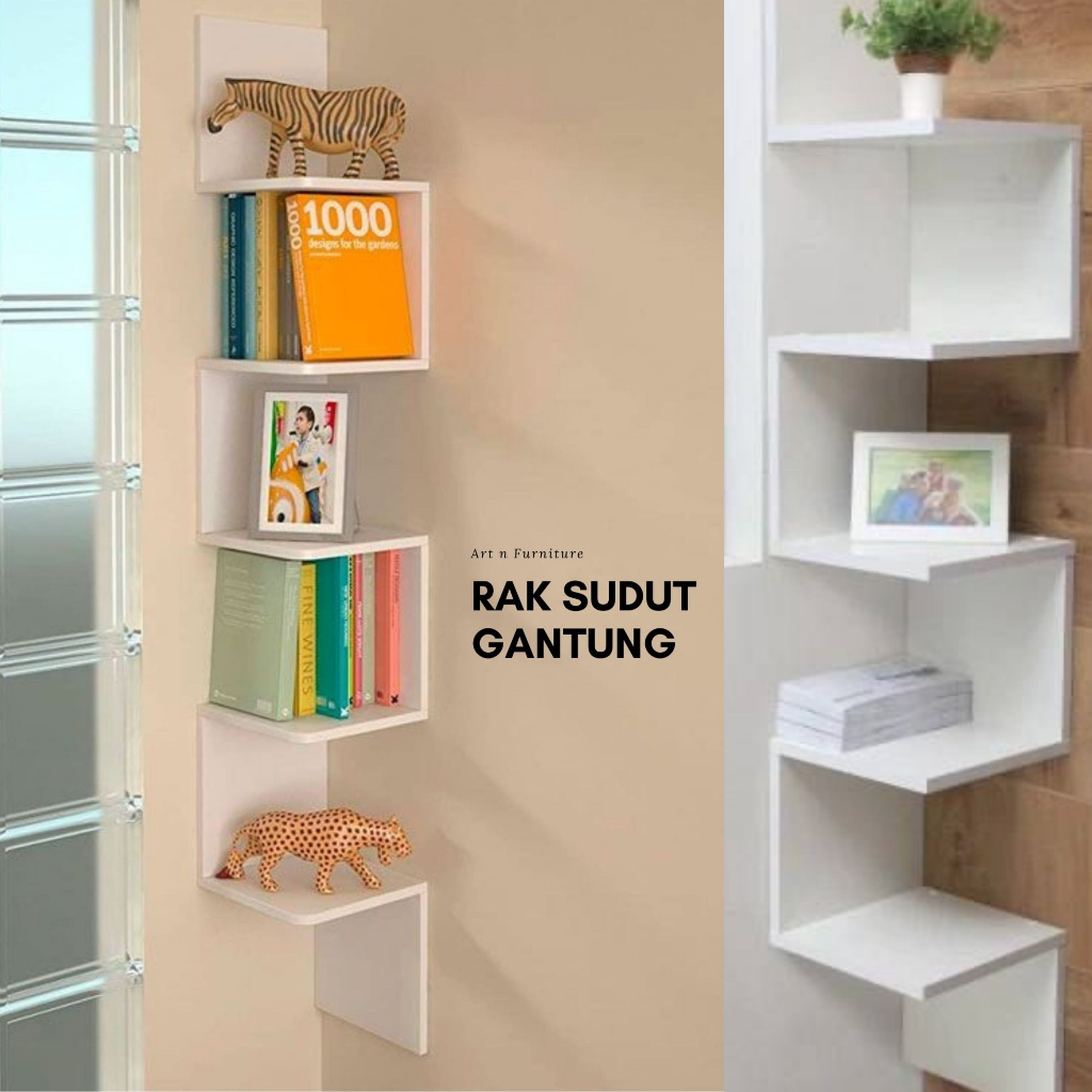 Rak sudut Rumah Kamar Dinding Tempel Rak Buku Bunga Kosmetik Serbaguna 022