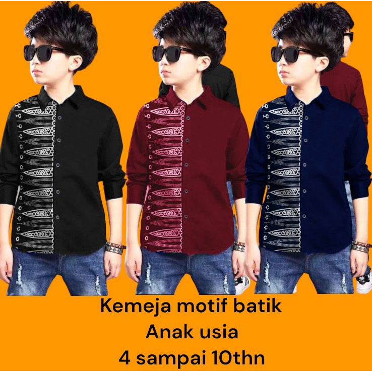 NEW FASHION KEMEJA ANAK USIA 4-10th KEMEJA ANAK MOTIF BATIK / HEM ANAK KEMEJA ANAK COWOK ARLO