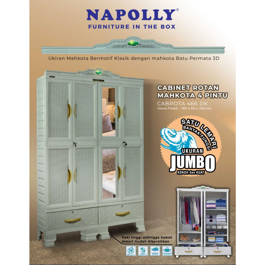 LEMARI PAKAIAN NAPOLLY 4 PINTU