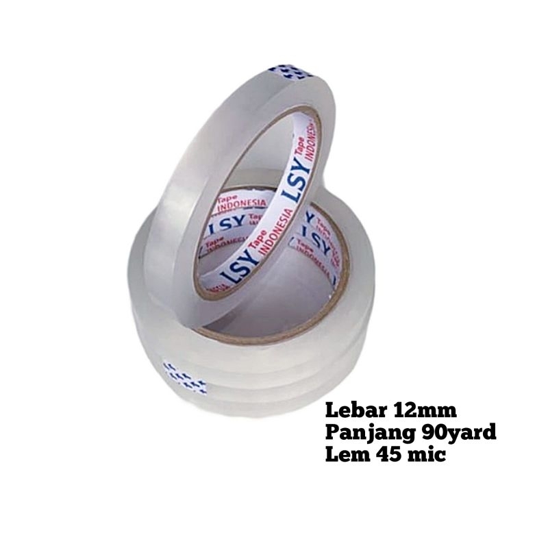 

lakban bening / isolasi bening LSY 12mm x 90yard full ( CBM )