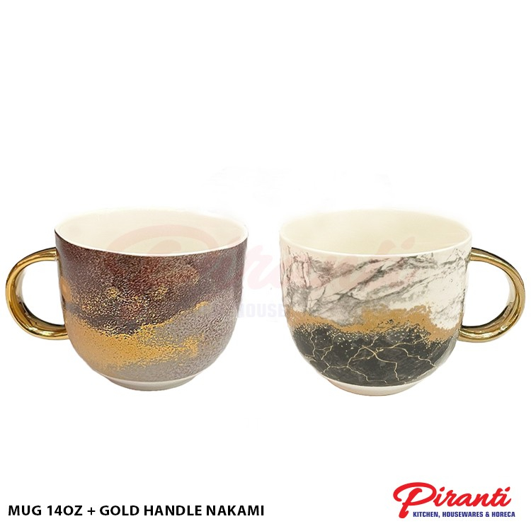 NAKAMI Mug 14OZ + Gold Handle - Mug Keramik Motif Marble