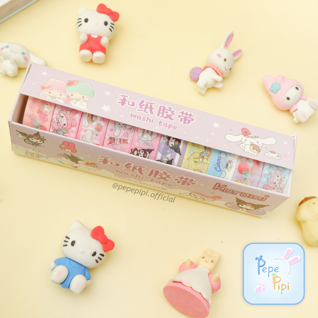 

Lem Washi Tape Set isi 10 YS-801 Sanrio Washitape set solatip alat sekolah jurnal jurnaling kado unik