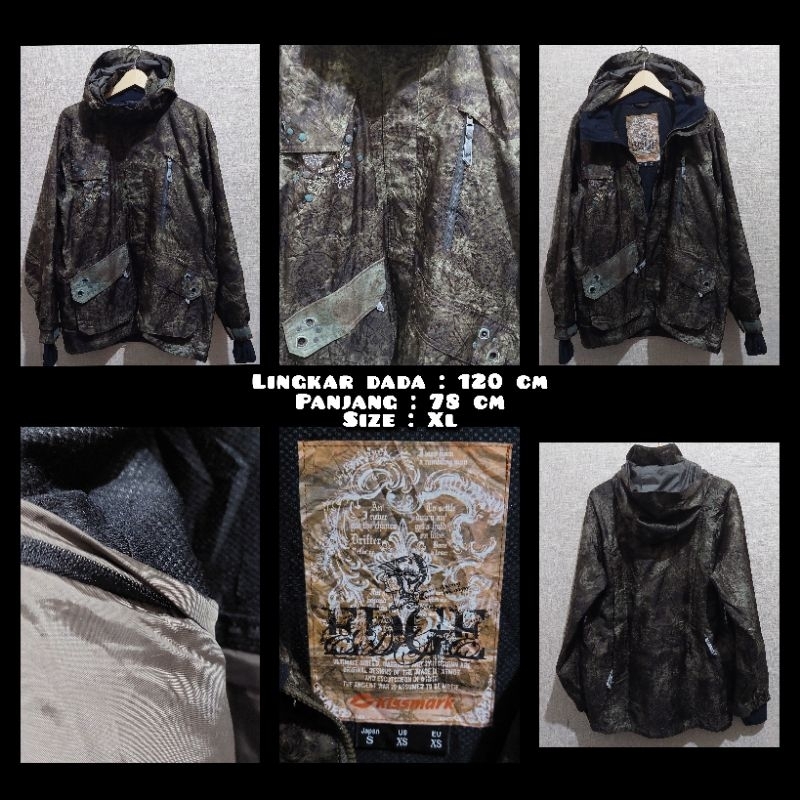 Jaket Outdoor Snowboard Model Parka Vintage Motif Camo Merk Kissmark Second Original.