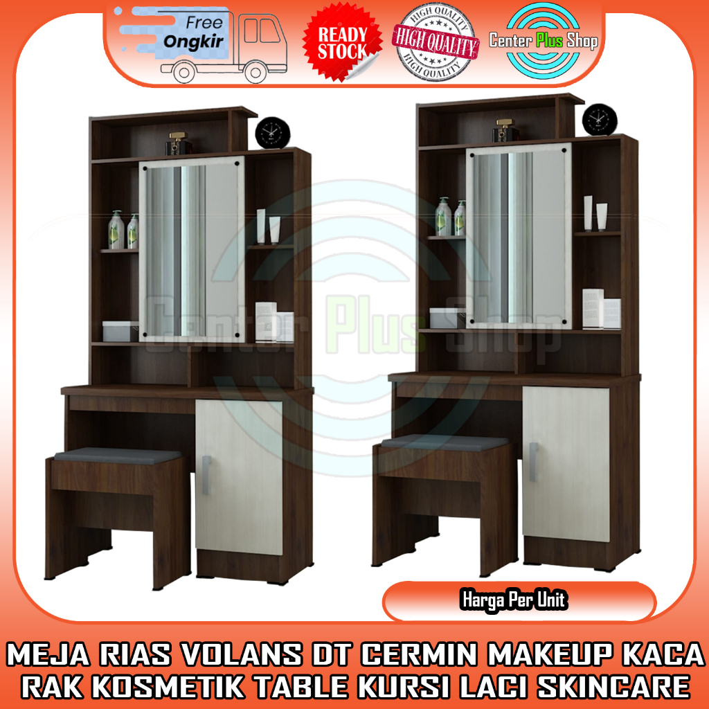 [Kargo] MEJA RIAS MINIMALIS RAK MAKE UP VOLANS DT KACA KOSMETIK DRESSING TABLE KURSI CERMIN SEGI PET