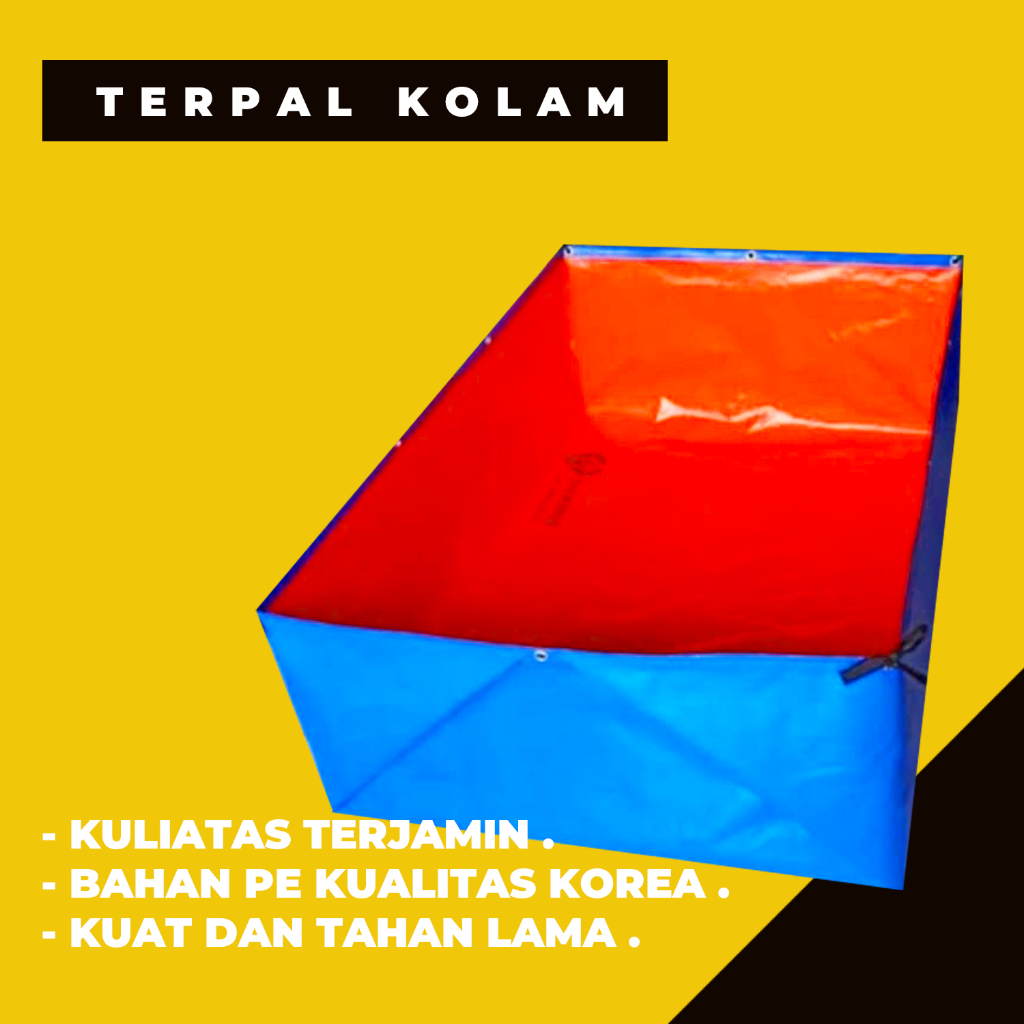 TERPAL KOLAM A12, A15 KUALITAS KOREA (BIRU/OREN DAN BIRU/SILVER)