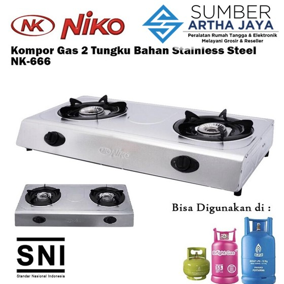 NIKO NK-666 Kompor 2 Tungku Stainless Steel