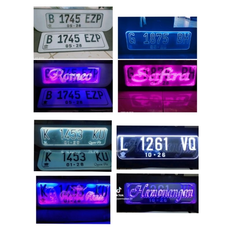 PLAT MOBIL NYALA DIREM KELUAR NAMA PLAT LED AKRILIK TERBARU