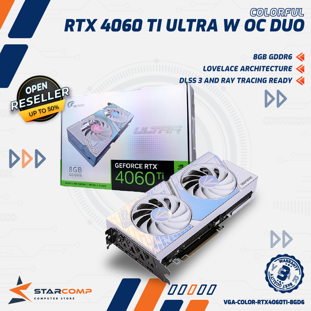 Colorful iGame GeForce RTX 4060 Ti Ultra W DUO OC 8GB-V VGA RTX4060Ti