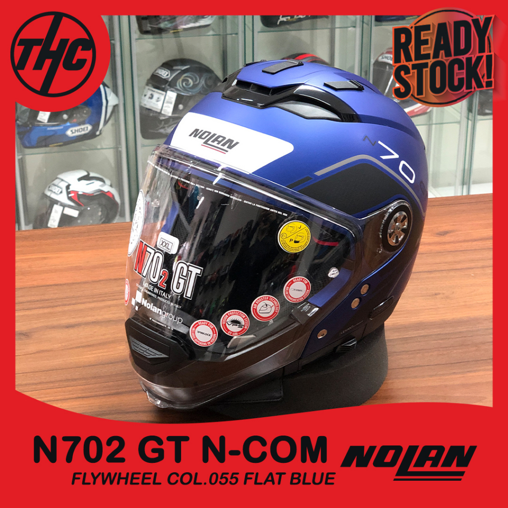 NOLAN N702 GT COL.055 FLYWHEEL N-COM FLAT BLUE HELM CROSS OVER SNI