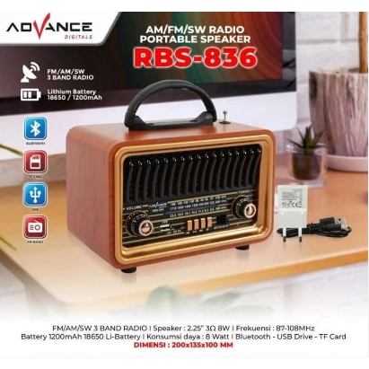 Radio Portable Speaker Advance RBS836 Radio Portable Speaker Bluetooth Advance RBS 836
