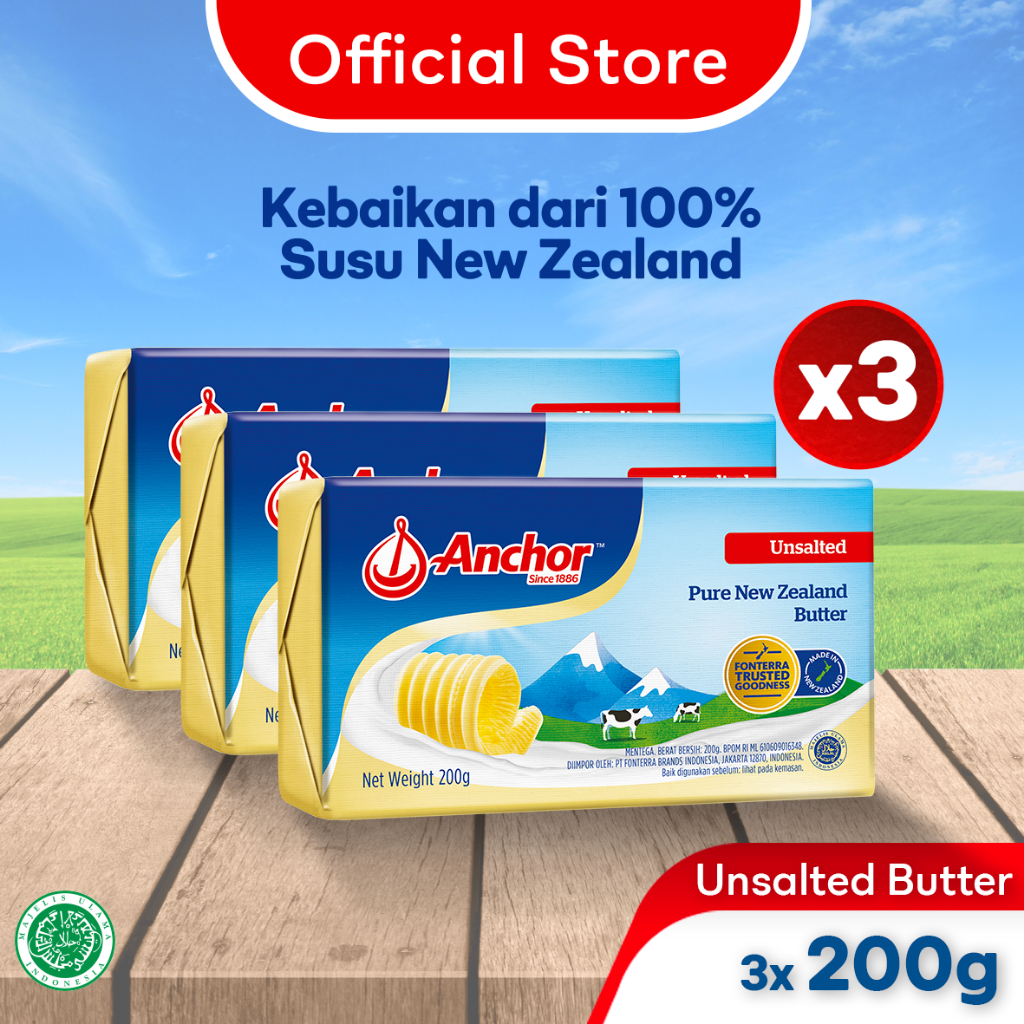 

Anchor Mentega (Butter) Unsalted 3 x 200g
