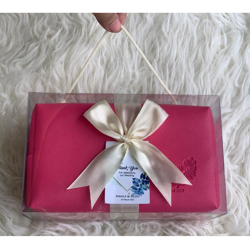 Souvenir Pouch Sweet Box Zipper Packing Mika Custom Emboss Unik Pesta Pernikahan Dompet Kosmetik