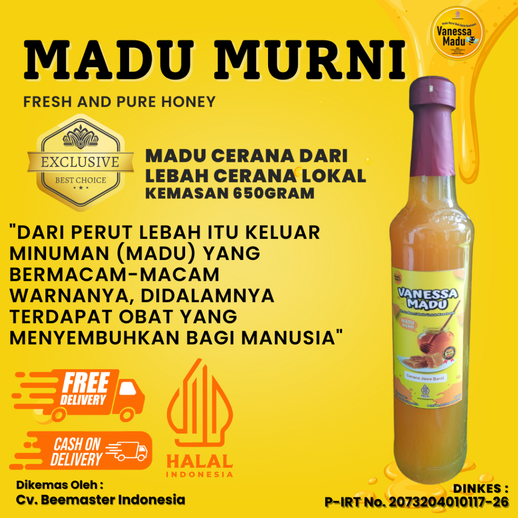 

MADU CERANA LOKAL KEMASAN 650GRAM 100% ASLI MURNI