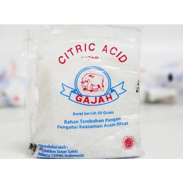 

Asam Sitrat Citric Acid Cap gajah 50Gr / Asam Sitrun / Citrun