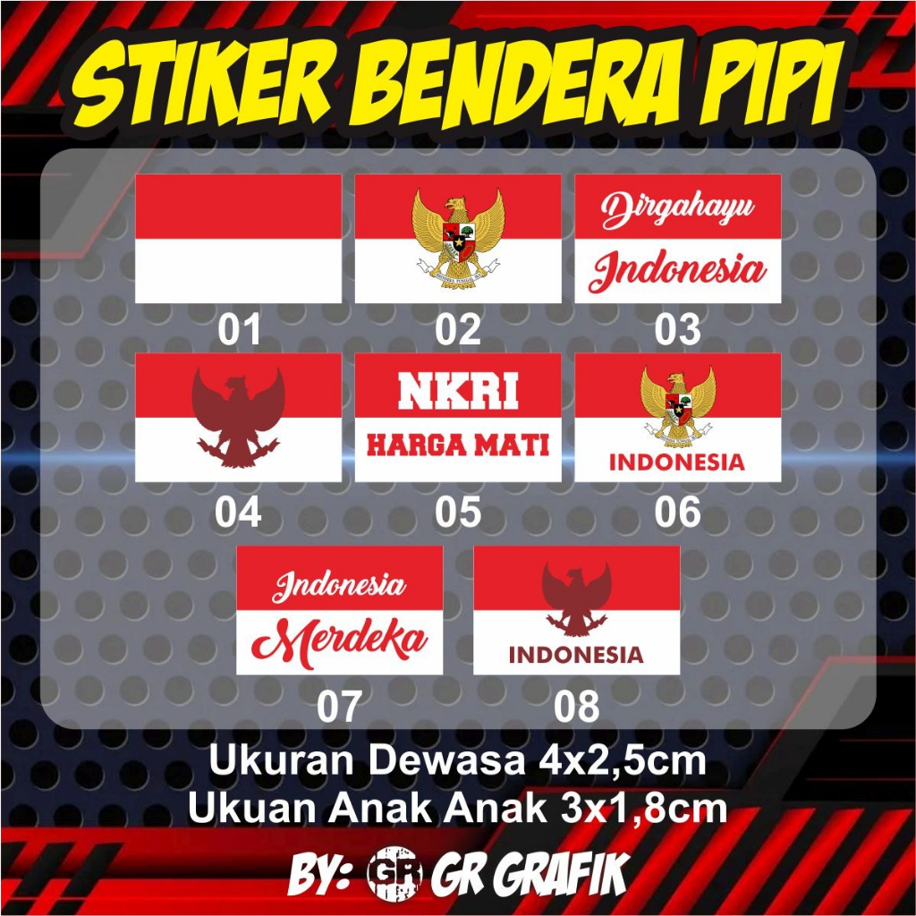 

MURAH, Stiker Pipi Bendera indonesia isi 10pcs / tempelan pipi murah