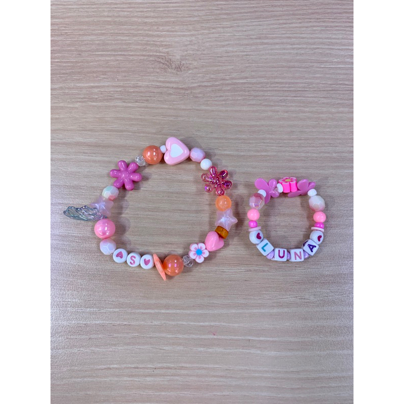 [CUSTOM NAMA COUPLE] GELANG MANIK SUPER PREMIUM COUPLE IBU & ANAK | GELANG BARBIE