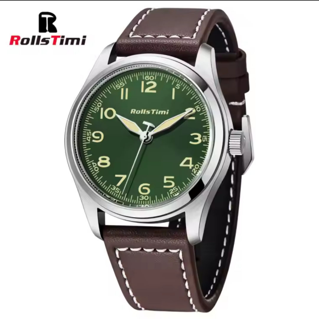 Jam Tangan Rolls Timi Seiko Japan Movement Green Dial Vintage Style