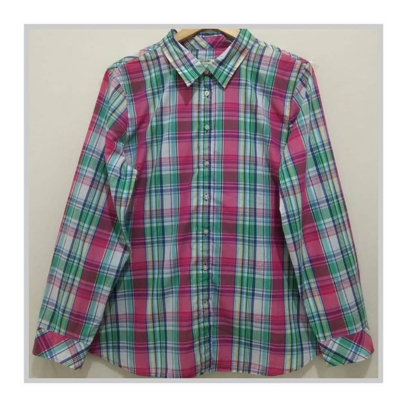 KEMEJA WANITA MOTIF KOTAK BRANDED SISA EKSPOR