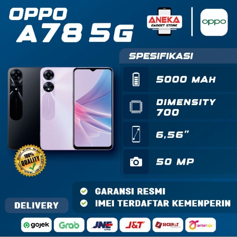 Oppo A78 5G 8GB/128GB Garansi Resmi