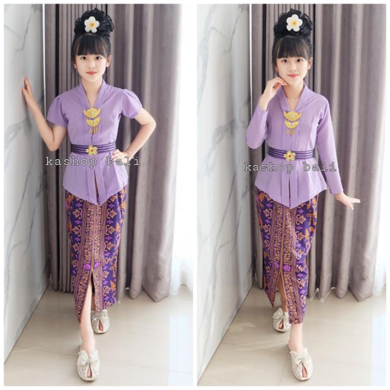 SET KEBAYA ENCIM ANAK WARNA UNGU LILAC
