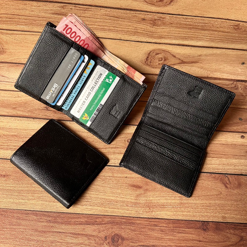 Dompet Mini kartu dan Uang Kulit asli pria dan wanita black ppp