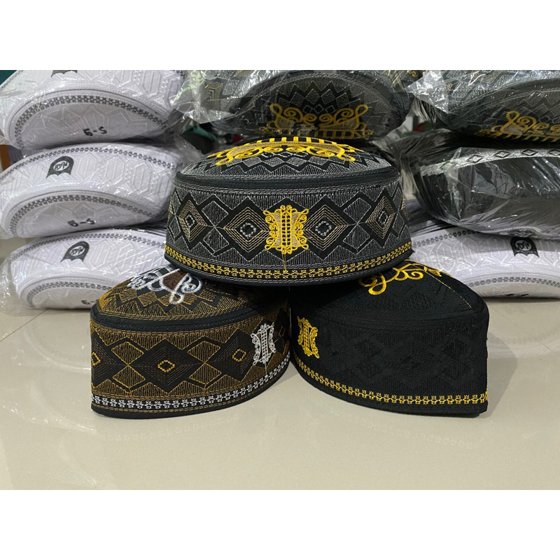 Peci Kopiah putih Malaysia Lokal Motif Pintun Aceh / Songkok Haji Malaysia Lokal Pintu Aceh / Peci S