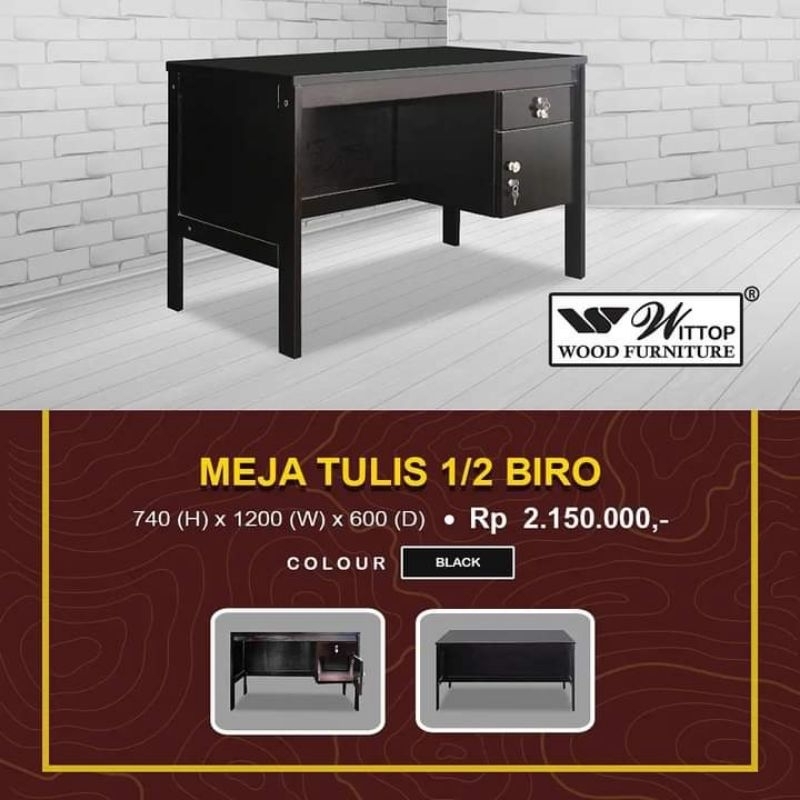 Meja Kantor Kayu 1/2 Biro Wittop