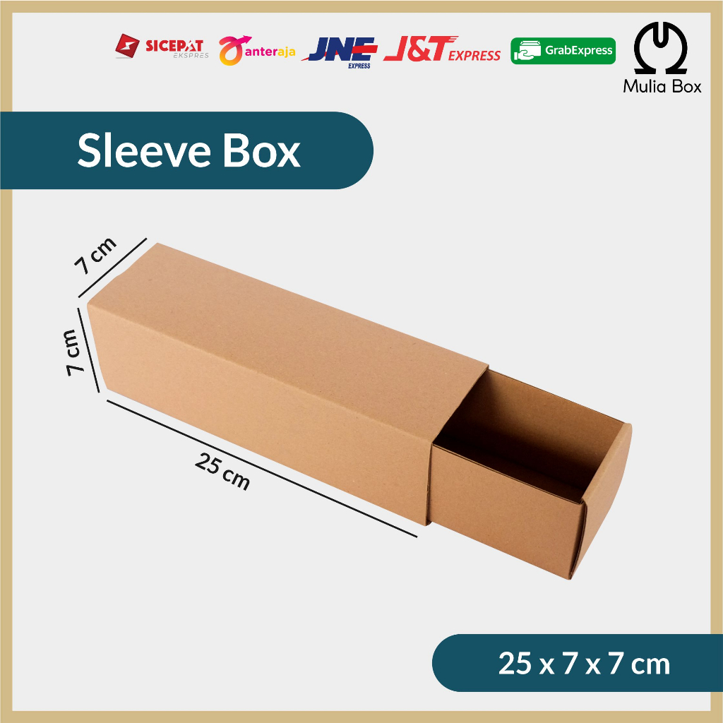 

Kardus Packing Laci / Sleeve Box 25 x 7 x 7 cm Corrugated Die Cut Jar Pouch Hampers Hadiah Kado