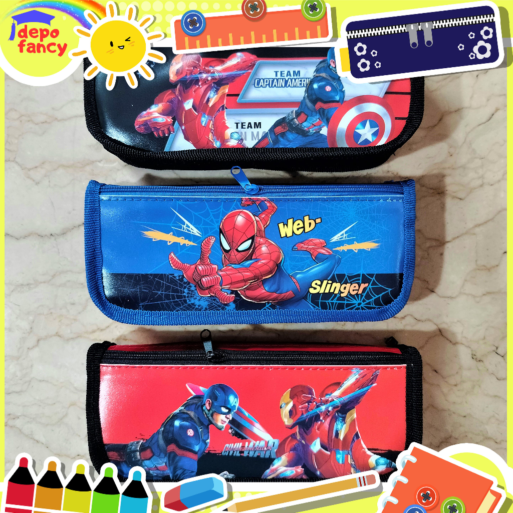 

Kotak Pensil Kain 2 Resleting 5202 Civil War / Pencil Case / Boks Pensil / Box Pen / Tepak Pensil