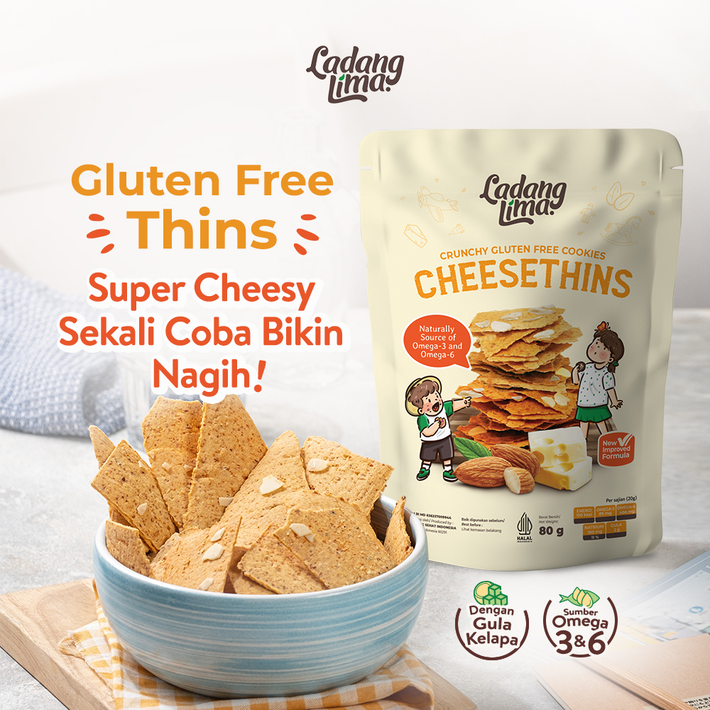 

Cheesethins Cookies 80gr - Ladang Lima Gluten Free Snack Almond With Protein Serat