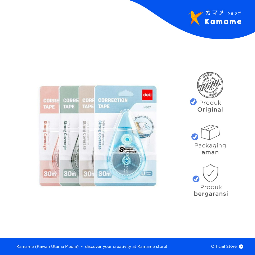 

Deli Correction Tape - Tip Ex Kertas Pita Koreksi 30 Meter Warna Pastel Tidak Mudah Terputus H367 - Kamame