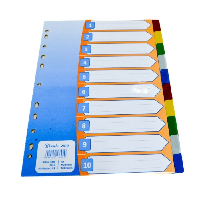 

Bambi Divider Plastik A4 10pcs Warna 2610 Pembatas Binder Plastik A4
