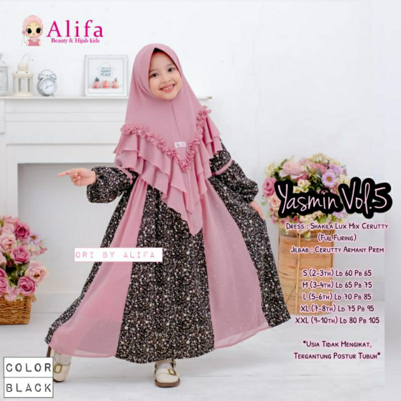 GAMIS ANAK PEREMPUAN SATU SET JILBAB yasmin kids  yasmin kids vol2